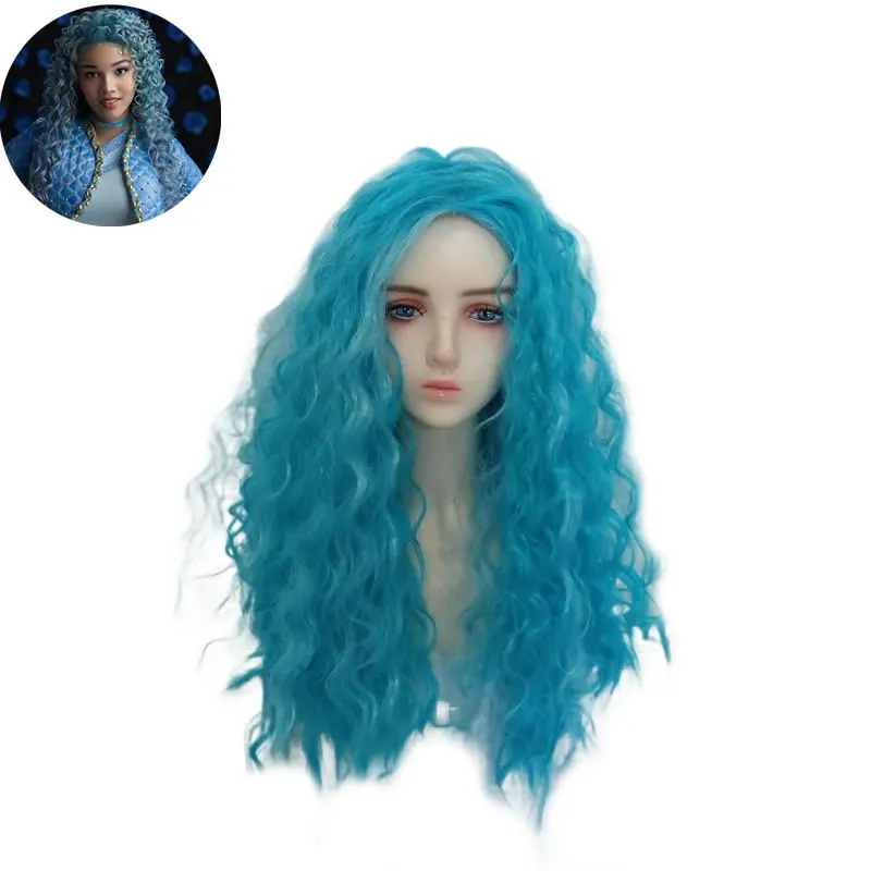 Descendants 4 Wig For Girl Women Cosplay Halloween Adult Kid Red Blue Wigs Accessories