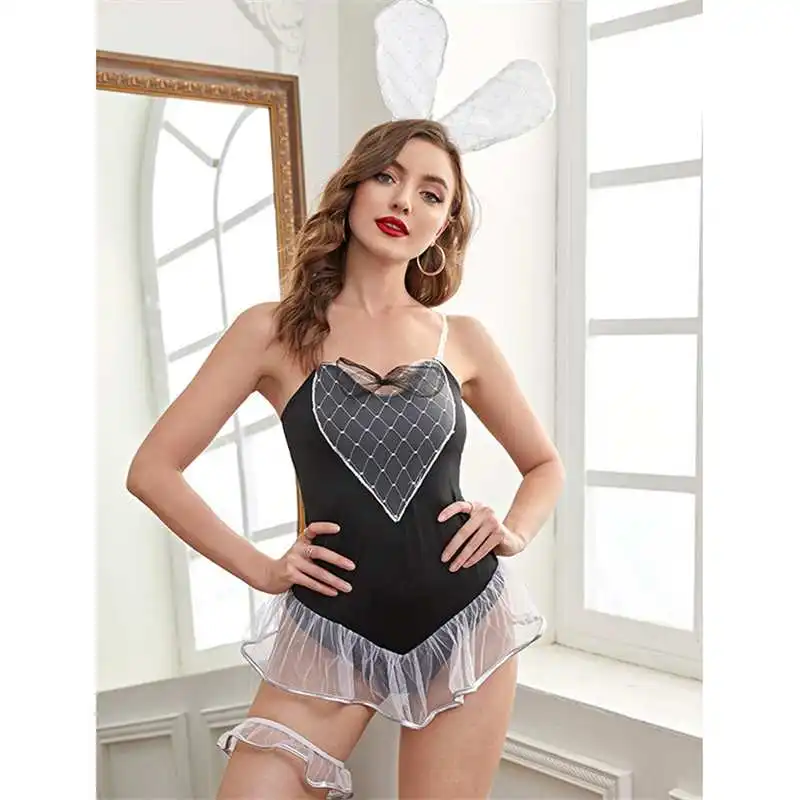 

Women's Sexy Cosplay Bunny Girl Lingerie Dress Lady Exotic Roleplay Rabbit Uniform Night Club Costumes
