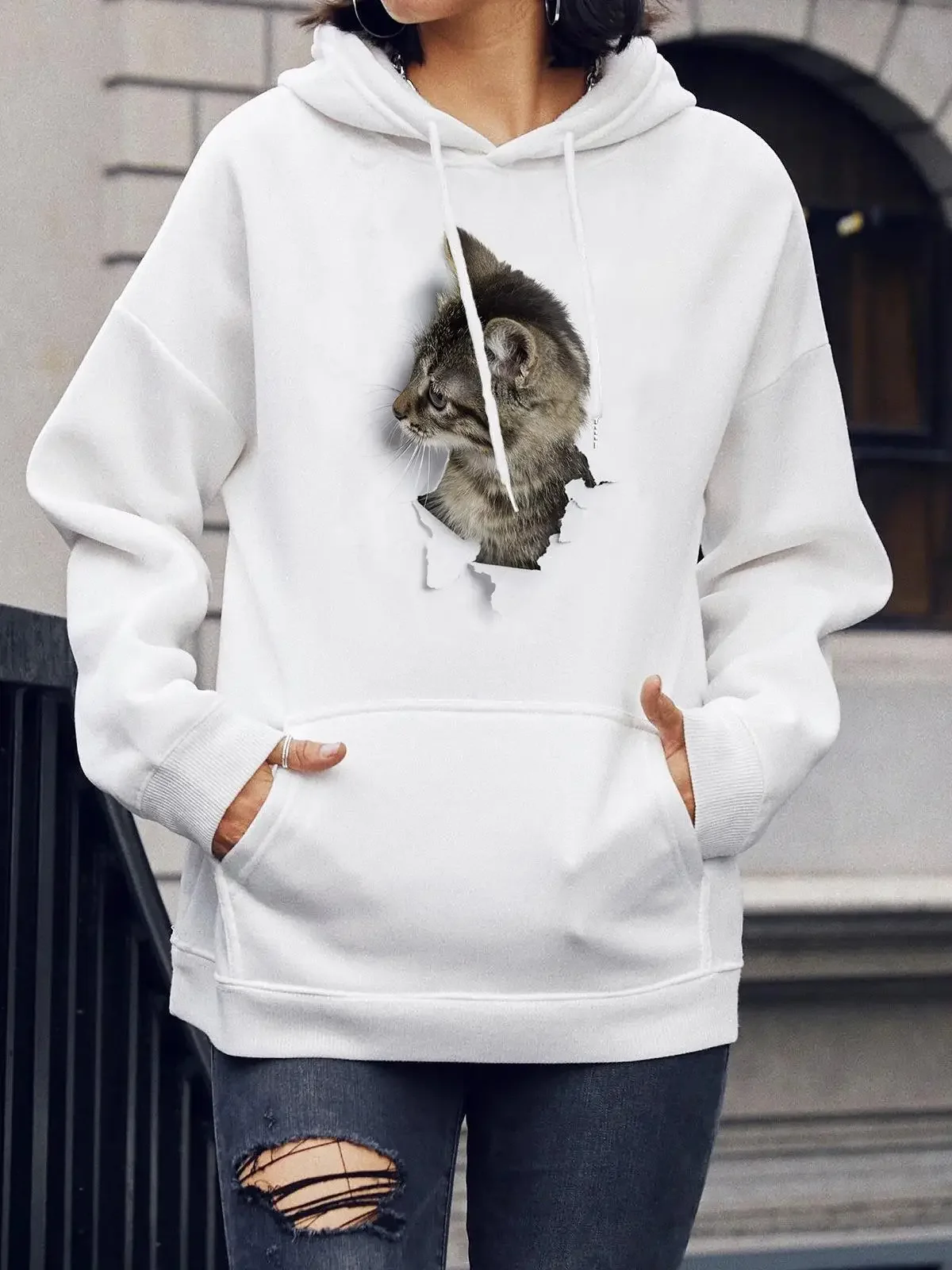 Sweat à capuche imprimé en laine à manches longues et col rond, streetwear non doublé, Europe et États-Unis, savoir chaud, PVD Haikyuu, nouveau