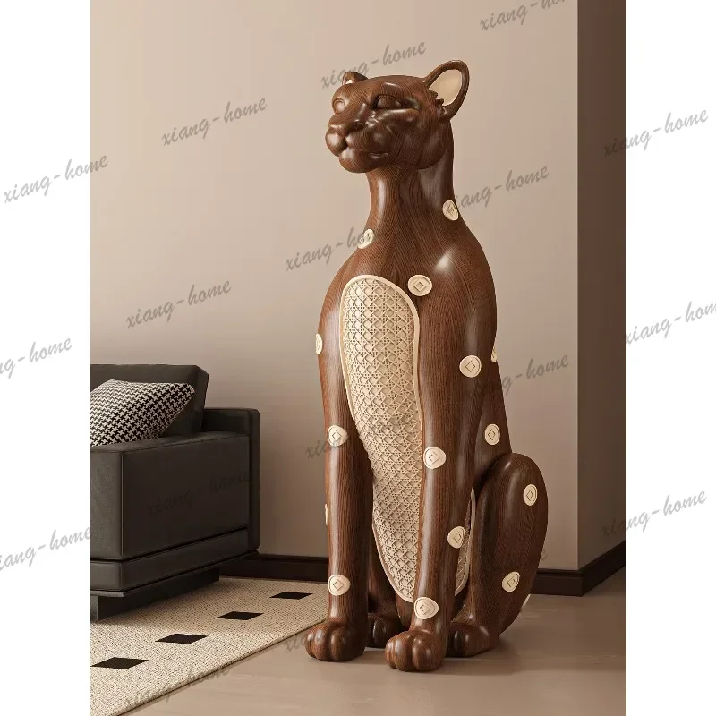 Medieval style leopard large ornament floor-to-ceiling living room retro high-end decoration