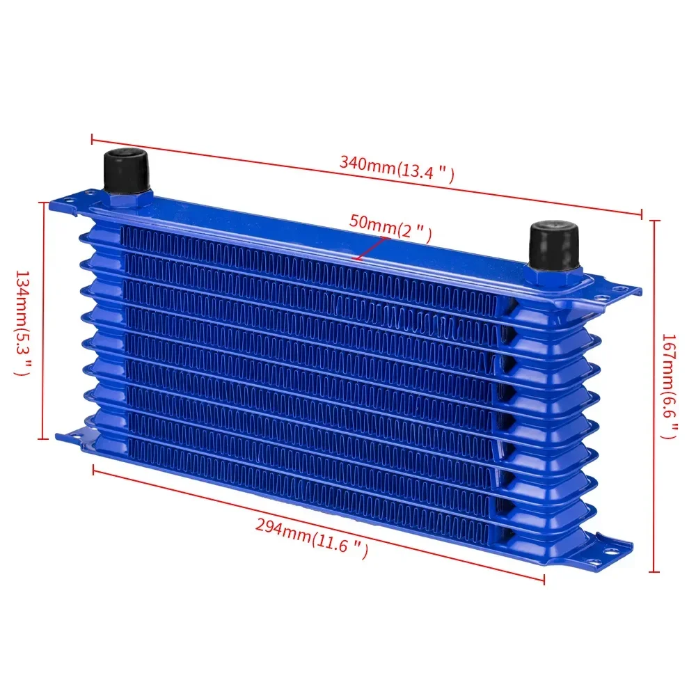 Universal 10Row Oil Cooler AN10 With Oil Filter Sandwich Adapter Stainless Steel Braided Hose Cooling Kit