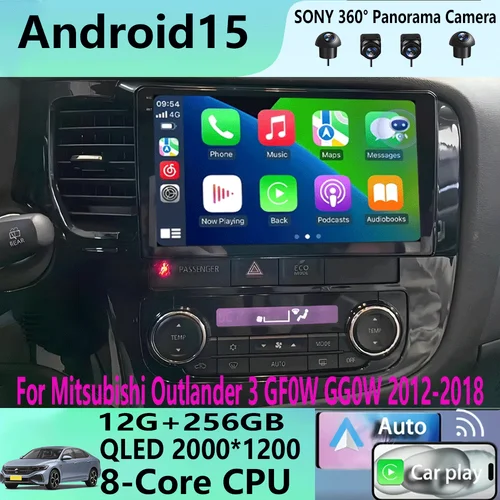 Imagen 1 del producto Reproductor de vídeo Android15 Carplay Auto Radio de coche para Mitsubishi Outlander 3 GF0W GG0W 2012-2018 unidad principal estéreo Multimedia 2din