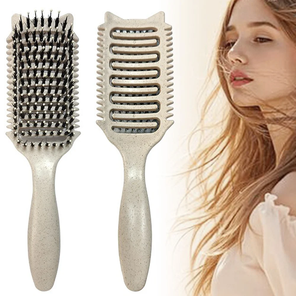 

Brush Styling for Curly Hair Waves,Curl Defining Brush,Defining Hair Curls For Women and Girls,New Cat Head Shape,Green