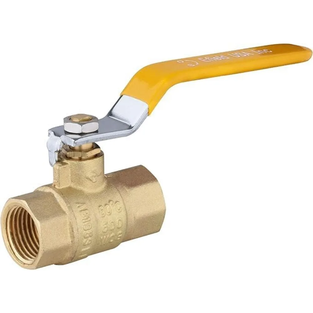 (Pack of 50) 3/4-Inch 600 WOG FIPT Heavy Duty Full Port Brass Ball Valve FIP Threaded Yellow Handle