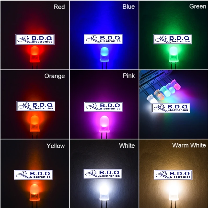 200 шт. DIP LED 3 мм F3 туманная красная, синяя, зеленая, желтая, белая, розовая, оранжевая лампа с широким углом освещения, бесплатная доставка