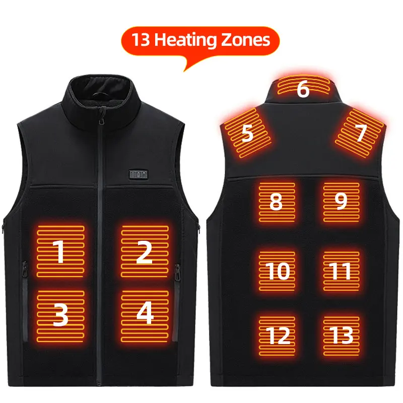 Fleece Heated Vest Men Usb Rechargeable Electric Self Heating Vest Women Warming Heated Jacket Outdoor Hunting Heating Clothing