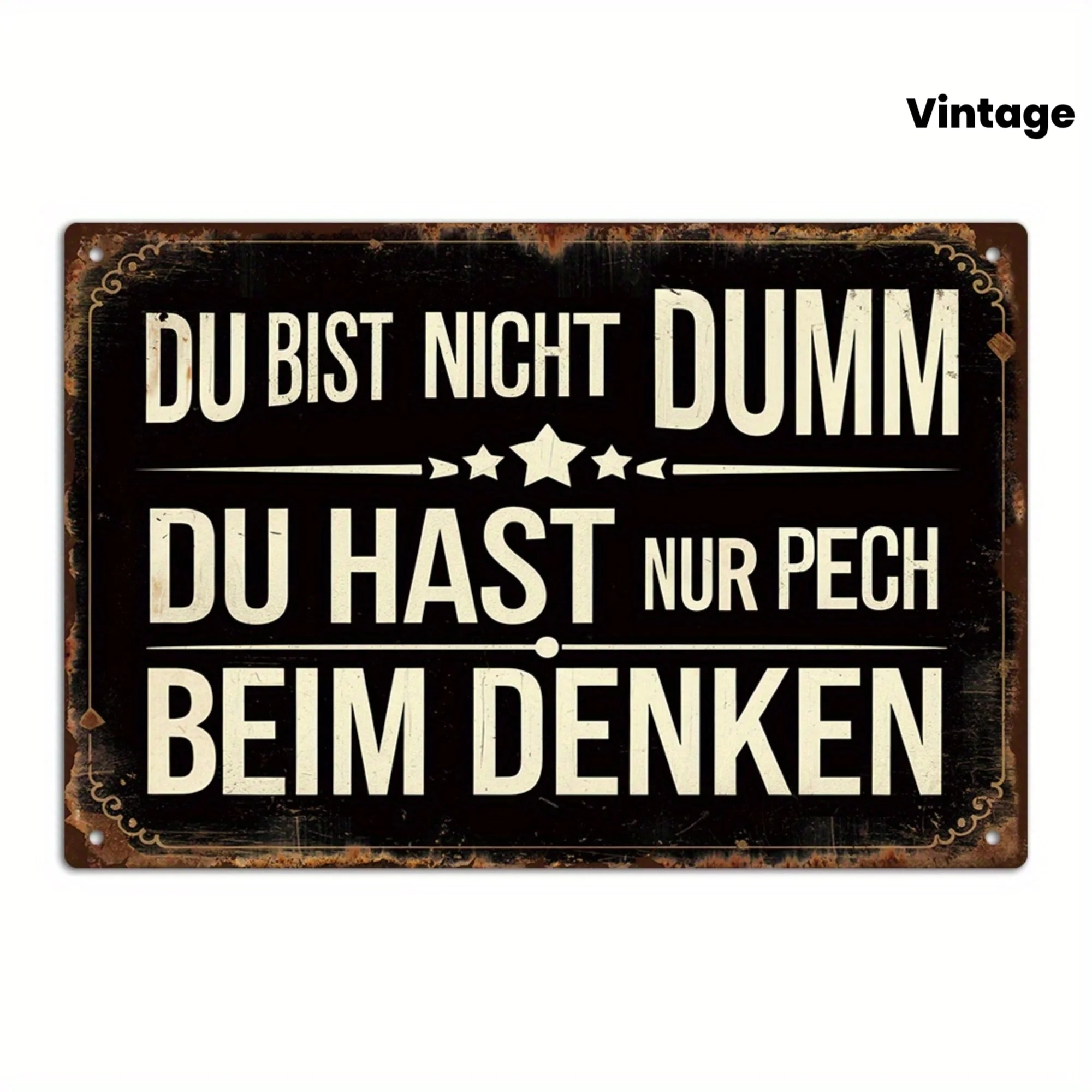 Image of 1 Stück Vintage Deutsches Sarkastisches Zitat Metallschild, Retro Schwarze Wanddekoration für Männerhöhle, Bar & Büro, Lustige Humorvolle Plakette