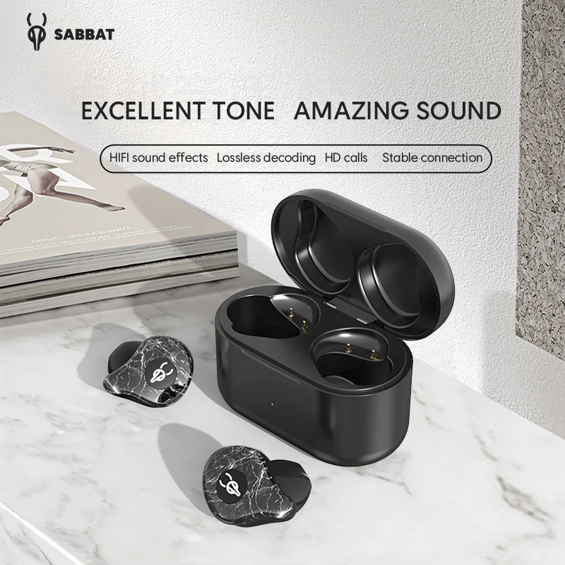 Sabbat X12 Ultra Marble Series True Wireless Earbuds Bluetooth 5.2 TWS Hifi Earphones with FREE Case