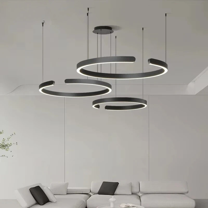 الحديثة Led الثريا إضاءة المنزل غرفة نوم قاعة الدراسة غرفة المعيشة C نمط مصابيح داخلية بريق أسود أبيض نصف دائرة تركيبات