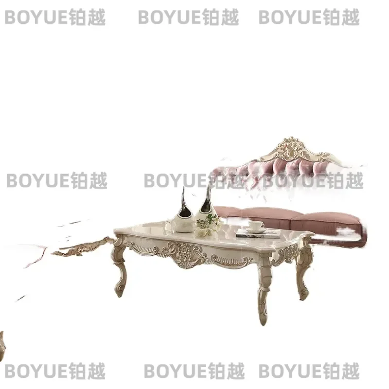 French Fabric Sofa Set European Neoclassical Solid Wood Carved Floral Living Room Furniture Large Apartment Couch
