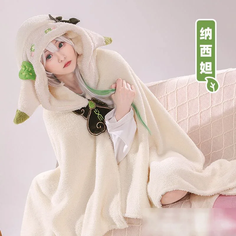 Genshin Impact Cosplay Cloak Blanket Zhongli Hutao Kaeya Wanderer Hoodie Cape Warm Fleece Pajamas Unisex Homewear Sleepwear