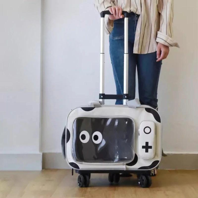 

Pet trolley case Portable going out Large capacity cat bag Trolley case Pet going out Crossbody
