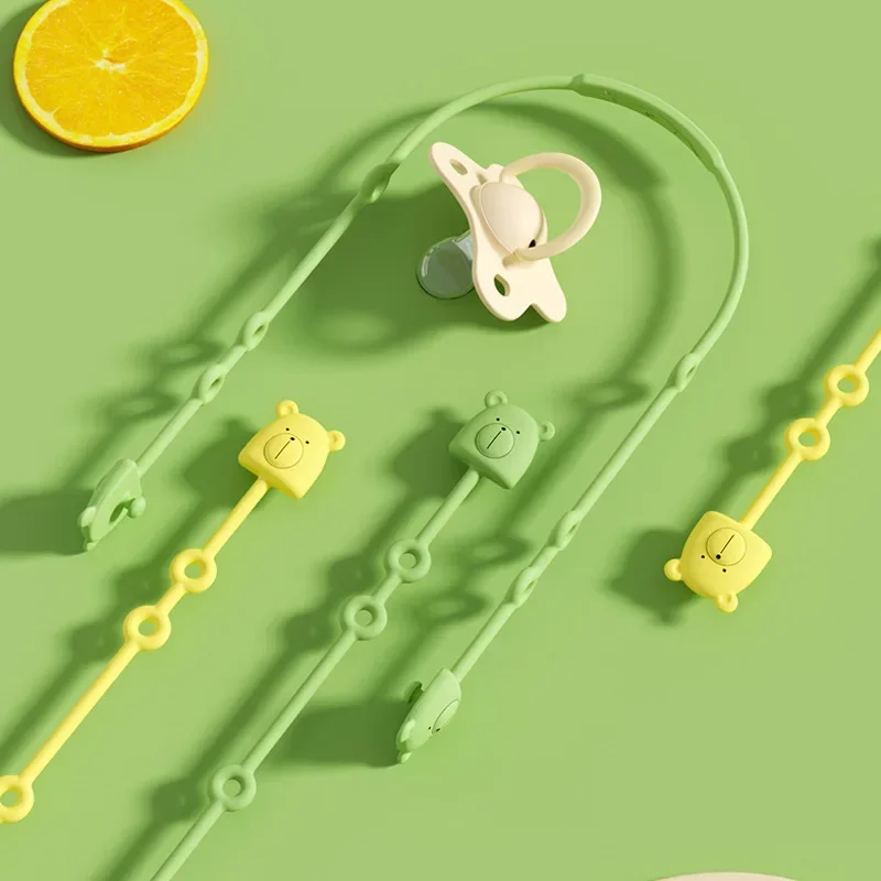 BPA Free Baby Bear Silicone Pacifier Chain Adjustable Teether Toy Anti Lost Strap Baby Soother Teething Chew Dummy Chains