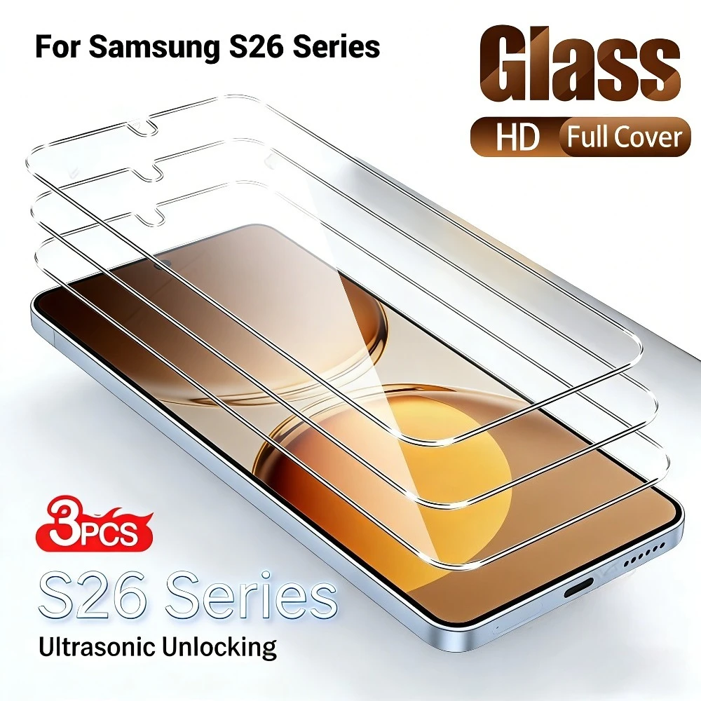 

3Pcs Ultra Clear Screen Protector for Samsung Galaxy S26 S25 S24 Ultra S23 S22 S21 Plus S25 S26 Edge Anti-Shatter Tempered Glass