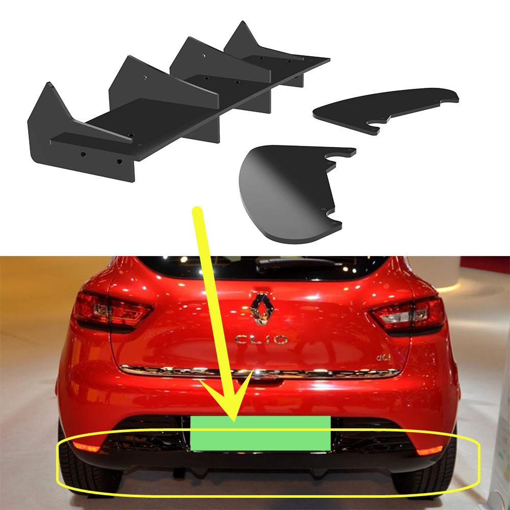 

For Renault Clio Standard Edition 2013 2014 Year Rear Diffuser Bumper Lips Spoiler Splitter Body Kit Accessories