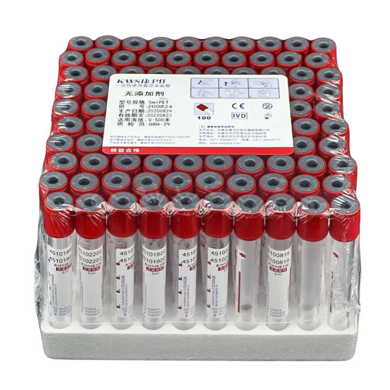 أنبوب جمع الدم العلوي الأحمر المعقم القابل للتصرف أنبوب عادي بدون أنبوب PRF منشط لاختبار المختبر أنبوب 5 مللي 10 مللي CGF