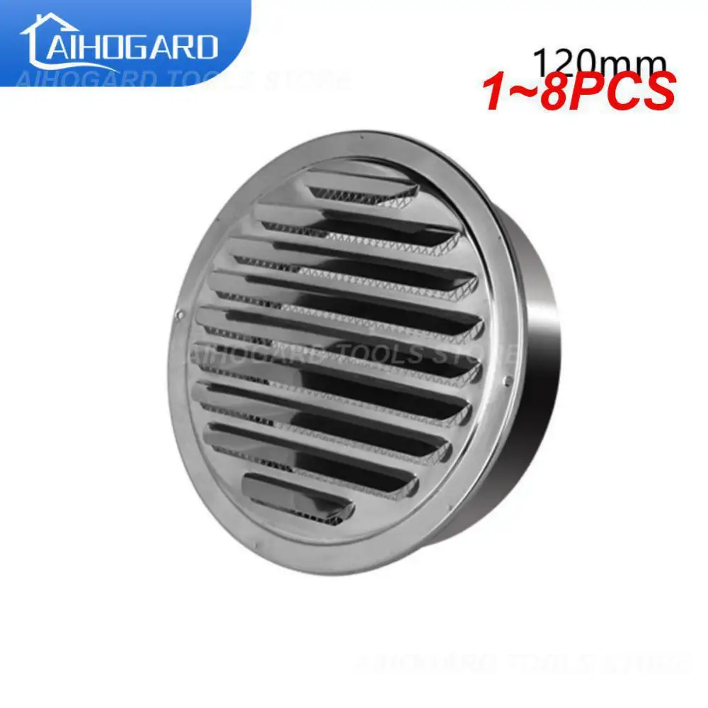 

1~8PCS Stainless Steel Exterior Wall Air Vent Grille Round Ducting Ventilation Grilles 70/80/100/120/150/160mm Home Office Air