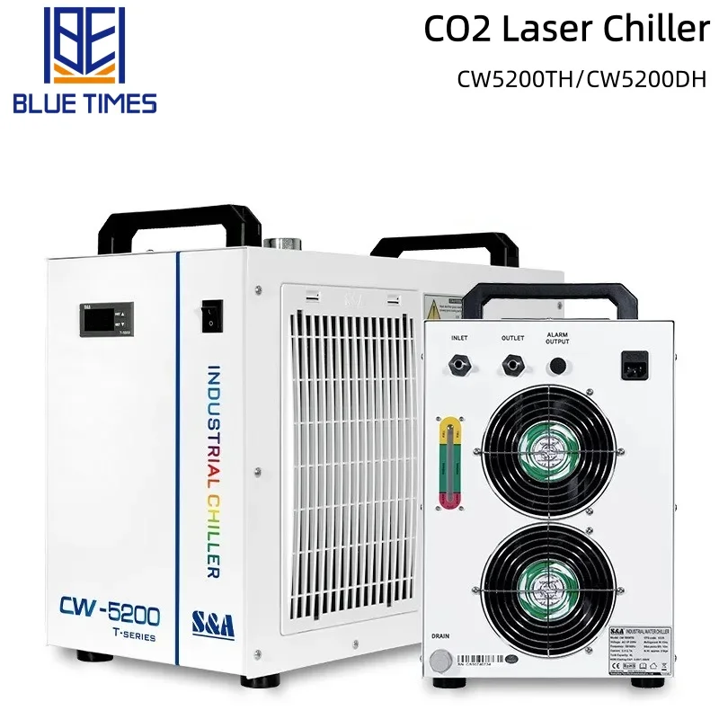 Bluetimes S&A CW5200 Co2 Laser Chlller Air and Water Chiller for CO2 Laser Engraving and Cutting Machine Cooling 150W Laser Tube