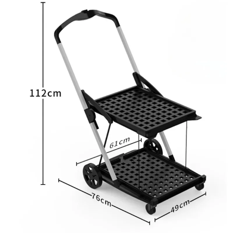 

Multi Functional Folding Double-layer Cart Plastic Basket Live Broadcast Outdoor Portable Cargo Cart