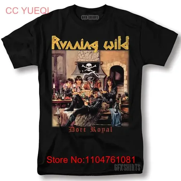 Camiseta Running Wild Port Royal Rock Merch Tour Vntg diseño vintage lavado moda Unisex ligeramente homme elegante Casual