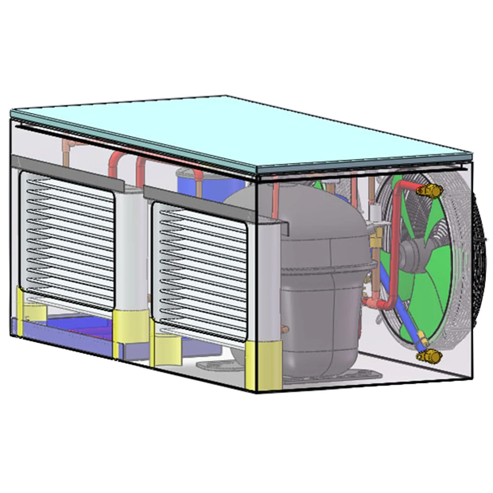 26cc/rev Low temperature Condensing Unit with air cooled HEX is great choice for walk-in cold rooms or portable containers