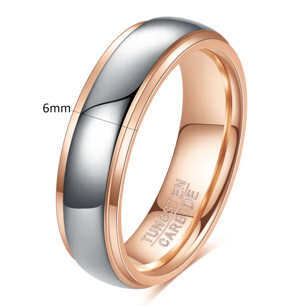 Klassischer 4/6 mm Wolfram-Herrenring, beidseitig gebogen, Roségold, Edelstahlring für Frauen, Ehering, Paare, Schmuckzubehör – Detail 7
