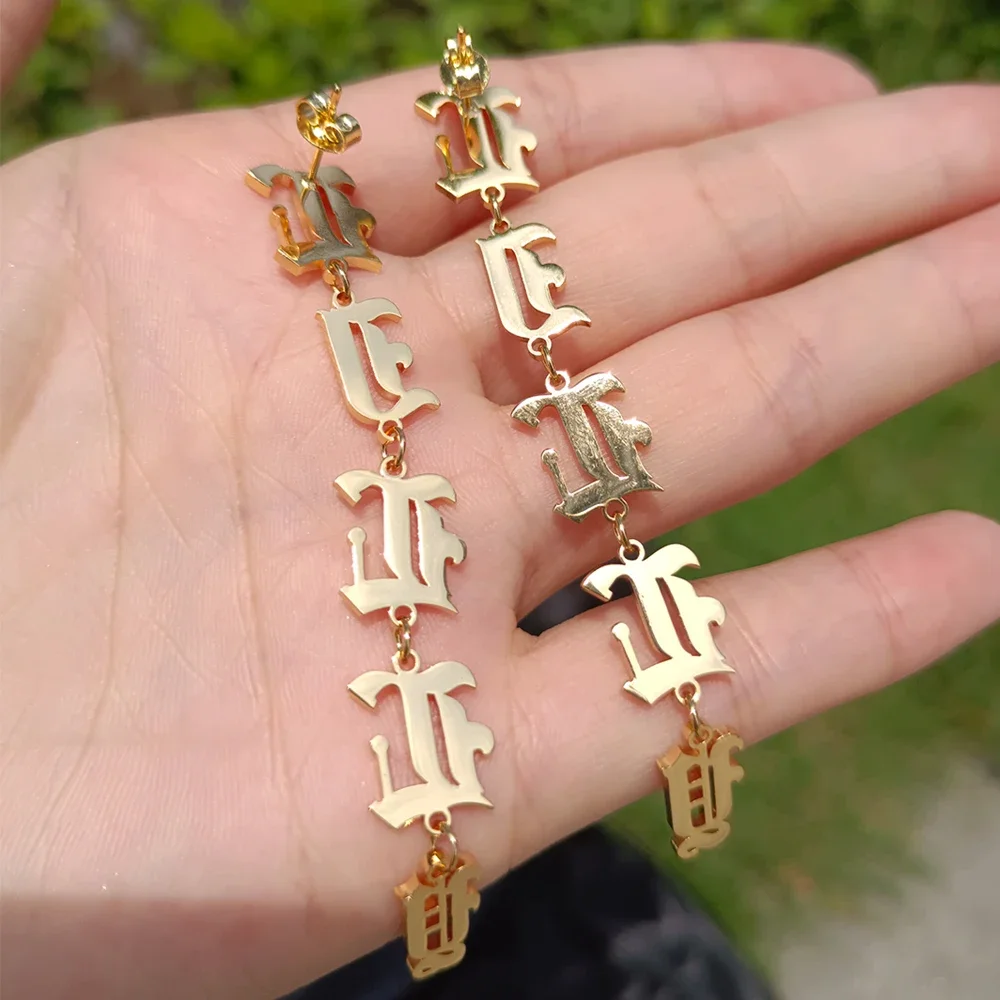 

2026 Long Name Earring Dangle Custom Name Earrings Acrylic Laser Personalized Vertical Letters Earrings Women Birthday Jewelry