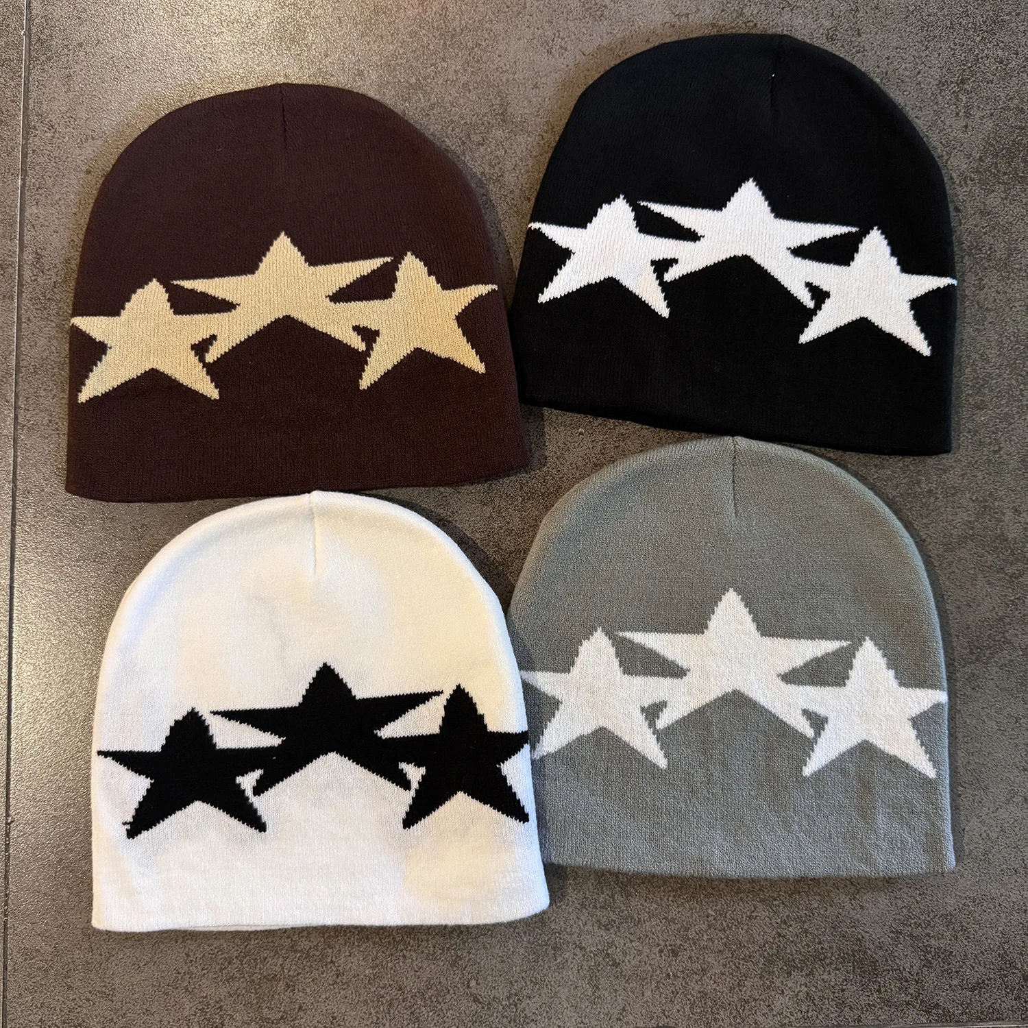 Japanese Minimalist Five-Pointed Star Beanie Street Knit Hat Unisex Warm Versatile Stylish Casual Pullover Cap