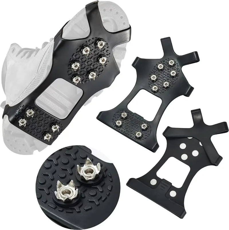 10 Teeth Snow Ice Claw Climbing Anti-Slip Ice Grips Shoe Spikes Crampon Cleats Sport Shoes Cover for Walking Hiking Boots
