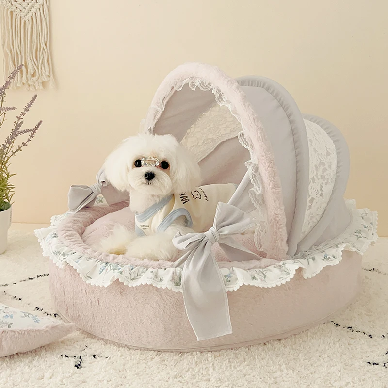 Imagem -04 - Cama de Berço com Algodão Cama Princesa para Cachorro e Gatinho Sofá Almofada para Cachorro Morandi Puppy Sofa