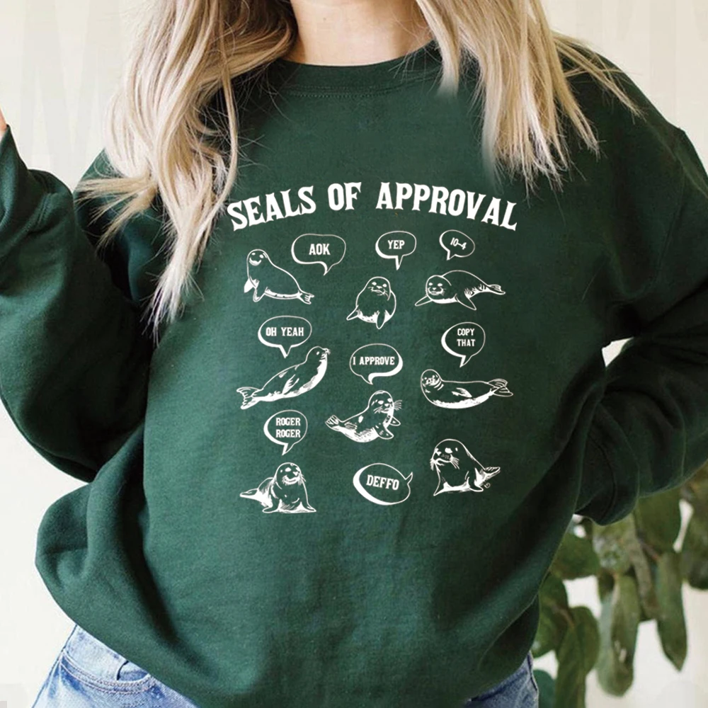 Selos de aprovação moletom selo camisa retro 90s gráfico pulôver bobo camisola unisex engraçado provérbios mangas compridas camisolas