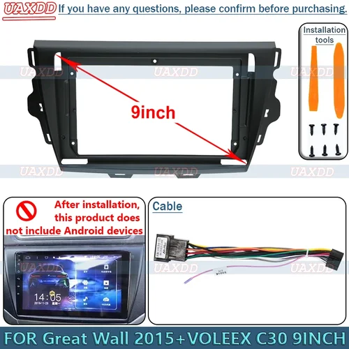 Reproductor Multimedia para Great Wall 2015 VOLEEX C30, Radio de 9 pulgadas, Marco estéreo Android, Panel Fascia, tablero, pantalla, CD, arnés de Cable