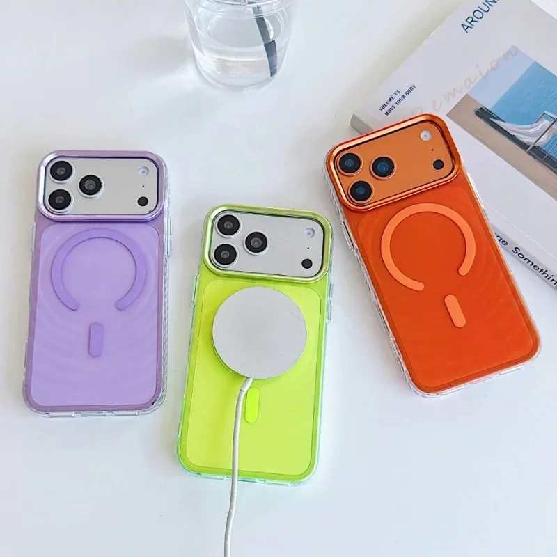 Wave Magnetic Clear Phone Case For iPhone 17 13 14 15 16 18 Pro Max For Magsafe Transparent Wireless Charging Protector Cover