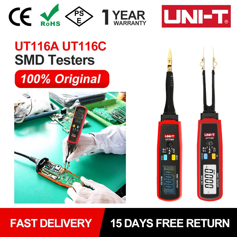 UNI-T UT116A UT116C SMD Tester 36V Miernik napięcia Rezystancja Pojemność Dioda Zenera Tester ciągłości akumulatora
