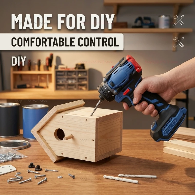 

Brushless Electric Screwdriver 4000RPM Dual Speed Cordless DrillCompatible for Home DIY Furniture Assembly and Renovation