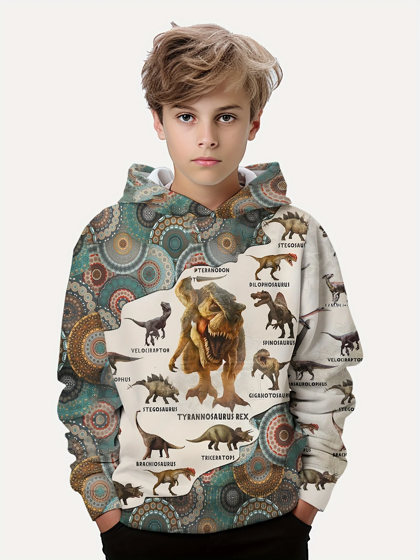 Kinder Kleidung Jungen Hoodies Langarm 3D Dinosaurier drucken Kinder Frühling Herbst Kleidung lässig stilvolle Outdoor-Jungen Kleidung Tops – Detail 7