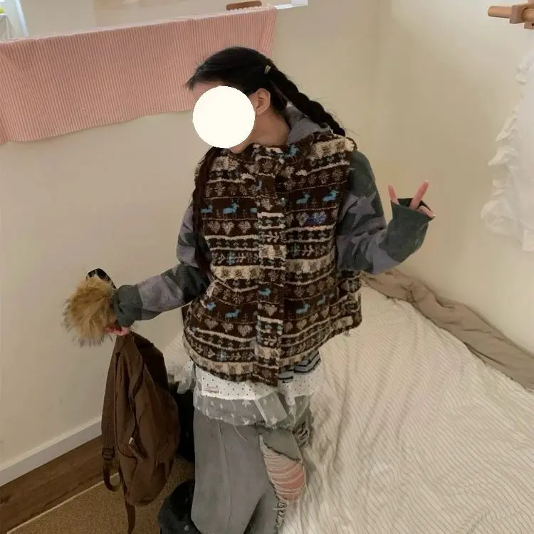 

Жилеты, толстые женские жилеты для женщин, зимние бархатные плюшевые подкладки со съемным воротником, формальные стеганые пуговицы, уютные, элегантные Y2K