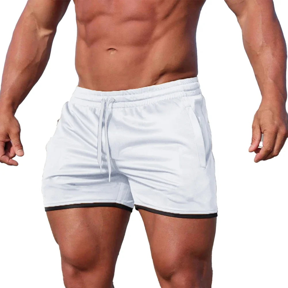 Green Outdoor Sportswear Men Outdoor Running Shorts Running Shorts Breathable Jogging 95 Polyester Fabric Drawstring Waistband
