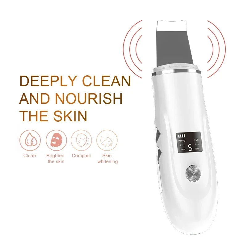 Ultrasonic Skin Scrubber Peeling Blackhead Facial Skin Scrubber Facial Shovel Deep Cleaning Face Lifting Removal Pore Acne Lift