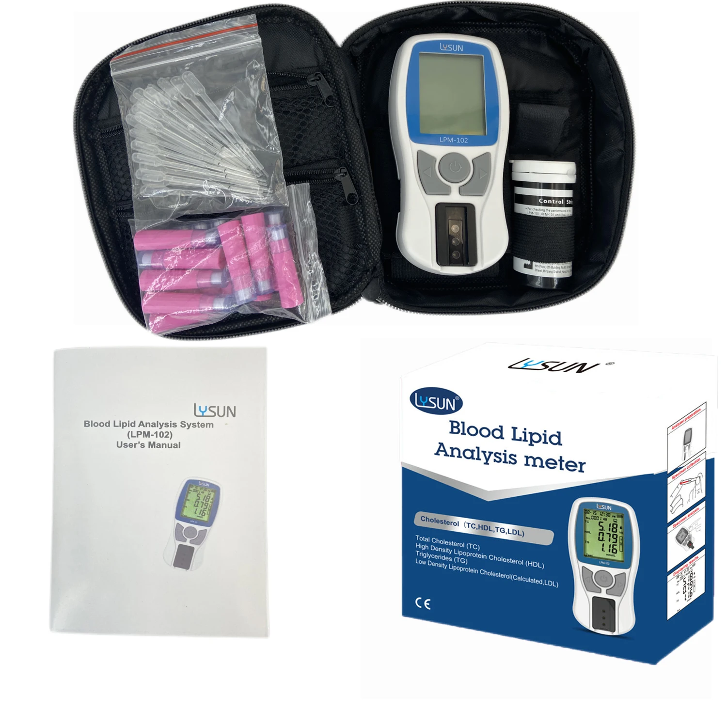 Blood Lipid Meter Total Cholesterol HDL LDL Triglycerides Test 5 in 1 Analyzer