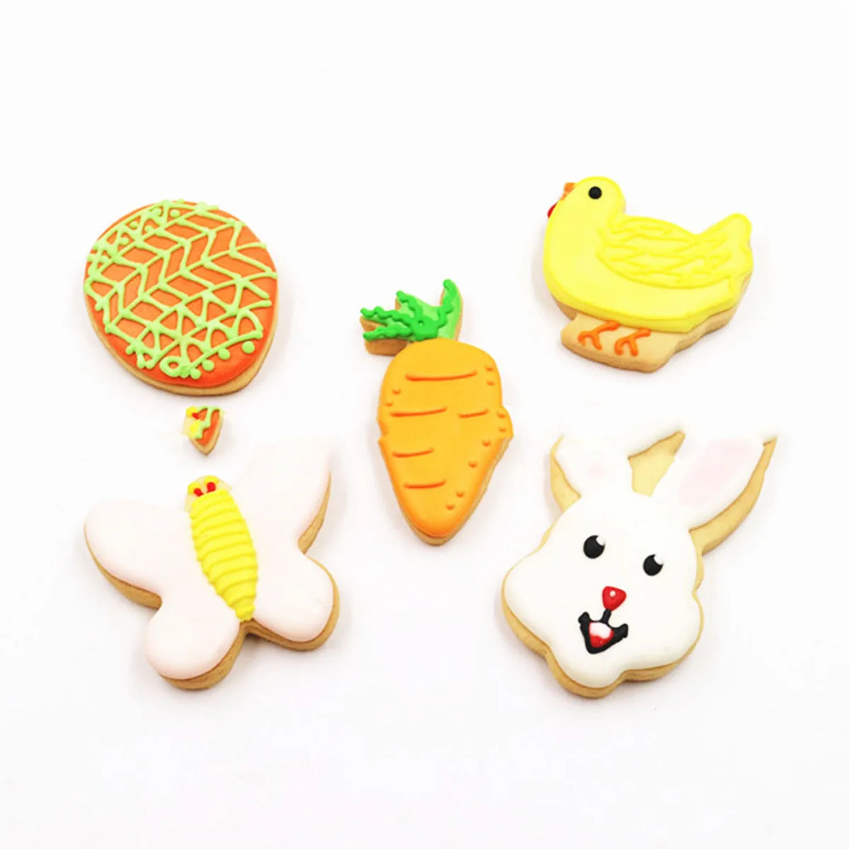 

5pcs Easter Theme Cake Mold Mini Biscuit Cookie Mold Set Non-Stick Baking Tool For Small Cakes Muffins Cupcakes Dessert Making