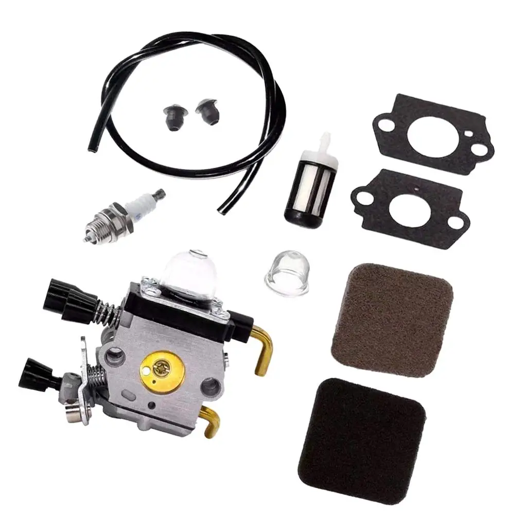Alloy Carburetor Kit with Air Filter Spark Plug Primer Bulb Engine Parts for FS85 FS85R String Trimmer
