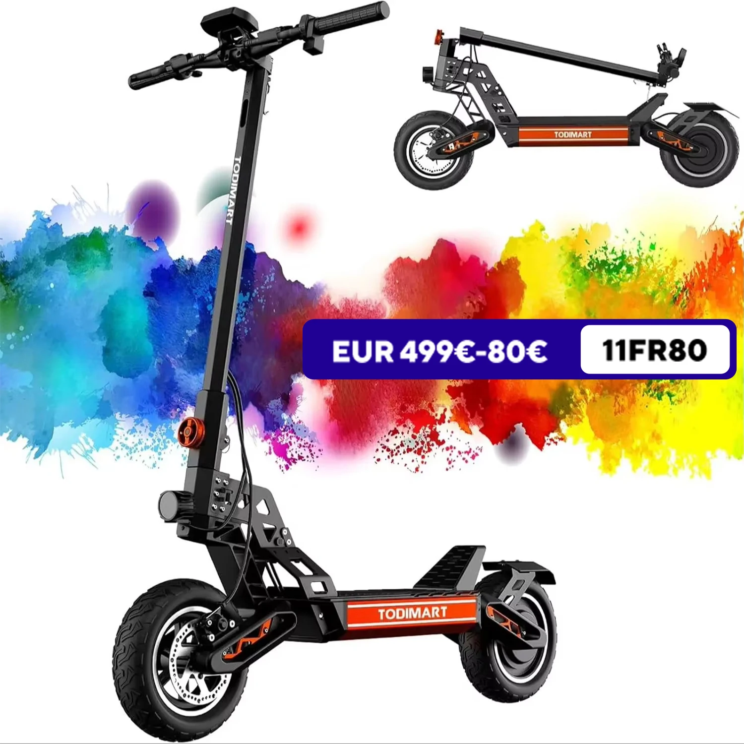 TODIMART S9 adult electric scooters with electronic locking 1000W 48V 20.8Ah motors range up to 55-65km