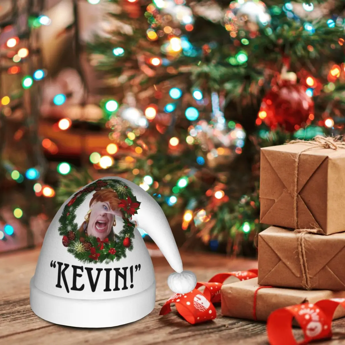 كيفن الأصلي! قبعات عيد الميلاد المنزلية وحده للبالغين من الرجال والنساء، قبعة سانتا، هدايا تنكرية