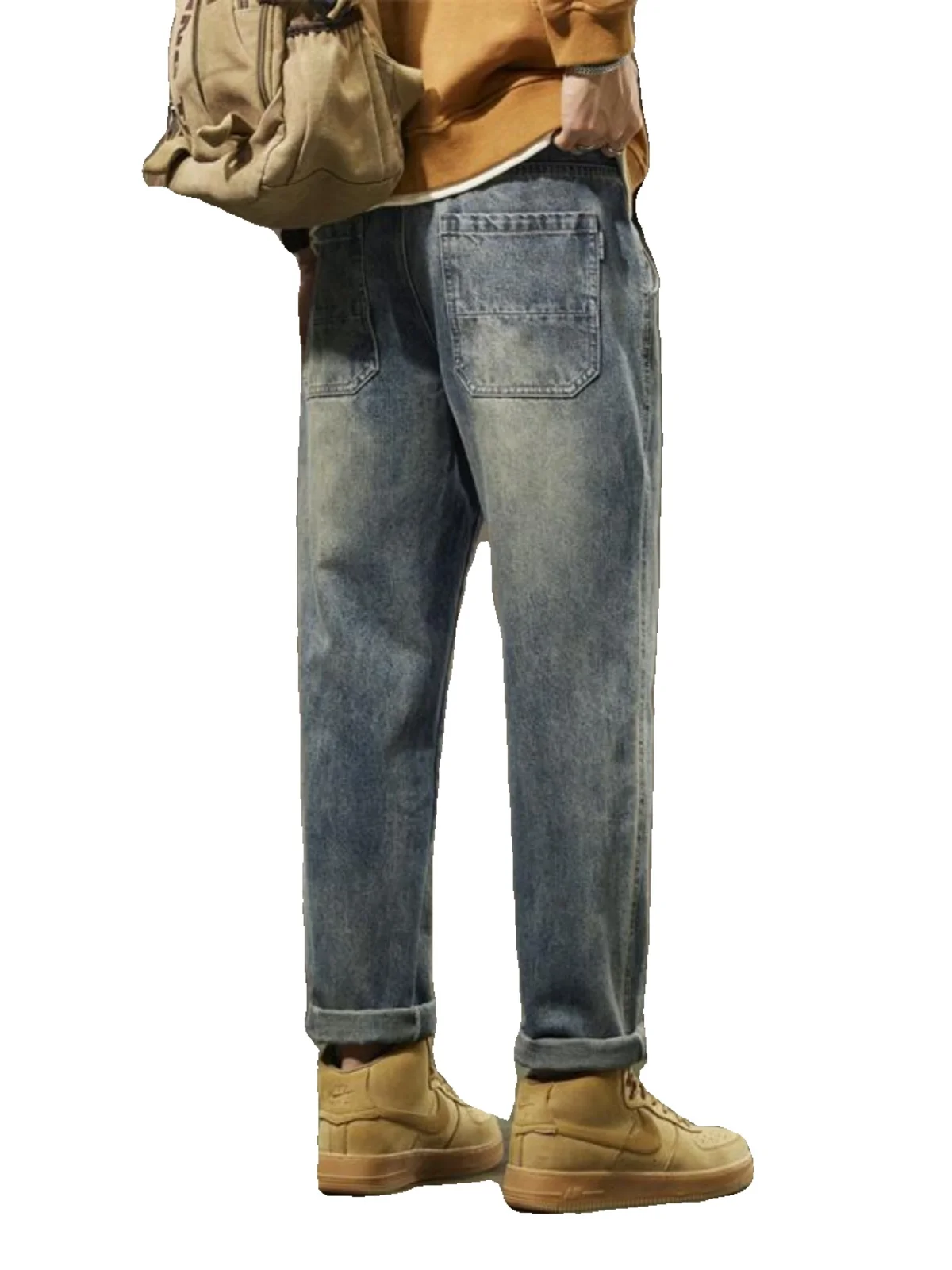 الرجعية الأمريكية Sle الرجال الجينز فضفاض مستقيم عارضة السراويل تنوعا سليم صالح هارلان السراويل الطويلة لربيع الخريف #5