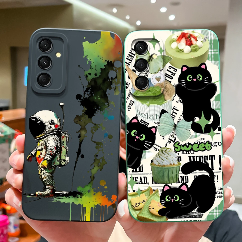 For Samsung Galaxy M35 5G Phone Cases Lovely Funny Cat Astronaut Soft Silicone Back Covers For Samsung Galaxy M 35 Fundas Coque