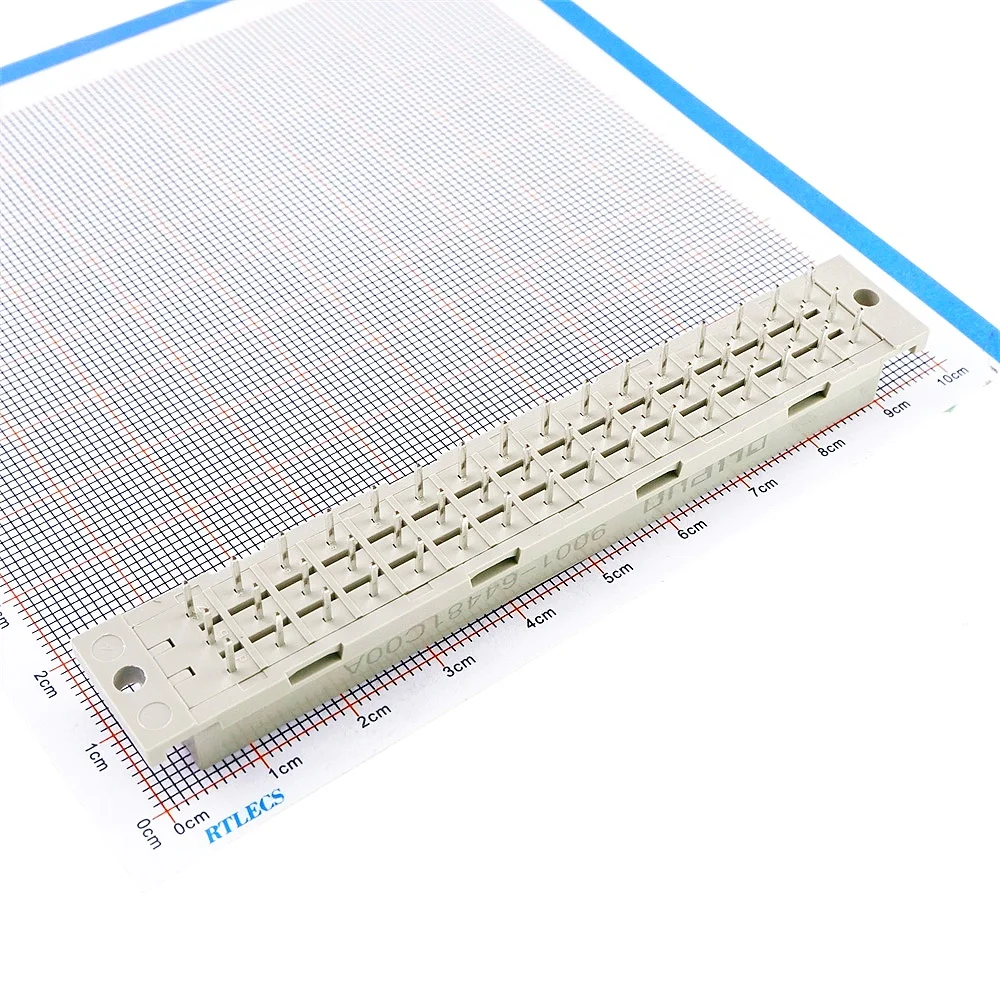 5.08mm Pitch DIN 41612 Connector 3 Rows 48 Positions 5.6A Male Right Angle  Female Socket Vertical Through Hole 3x16 Pin DIP