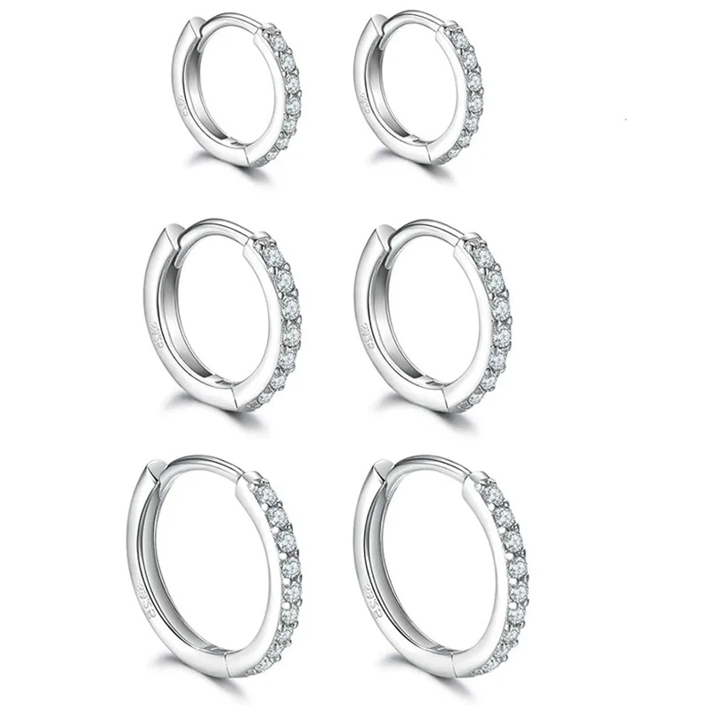 925 Sterling Silver Gold Plated Small Zirconia Huggie Hoop Earrings For Women Girls Gift Wedding Engagement Party Ear Buckle