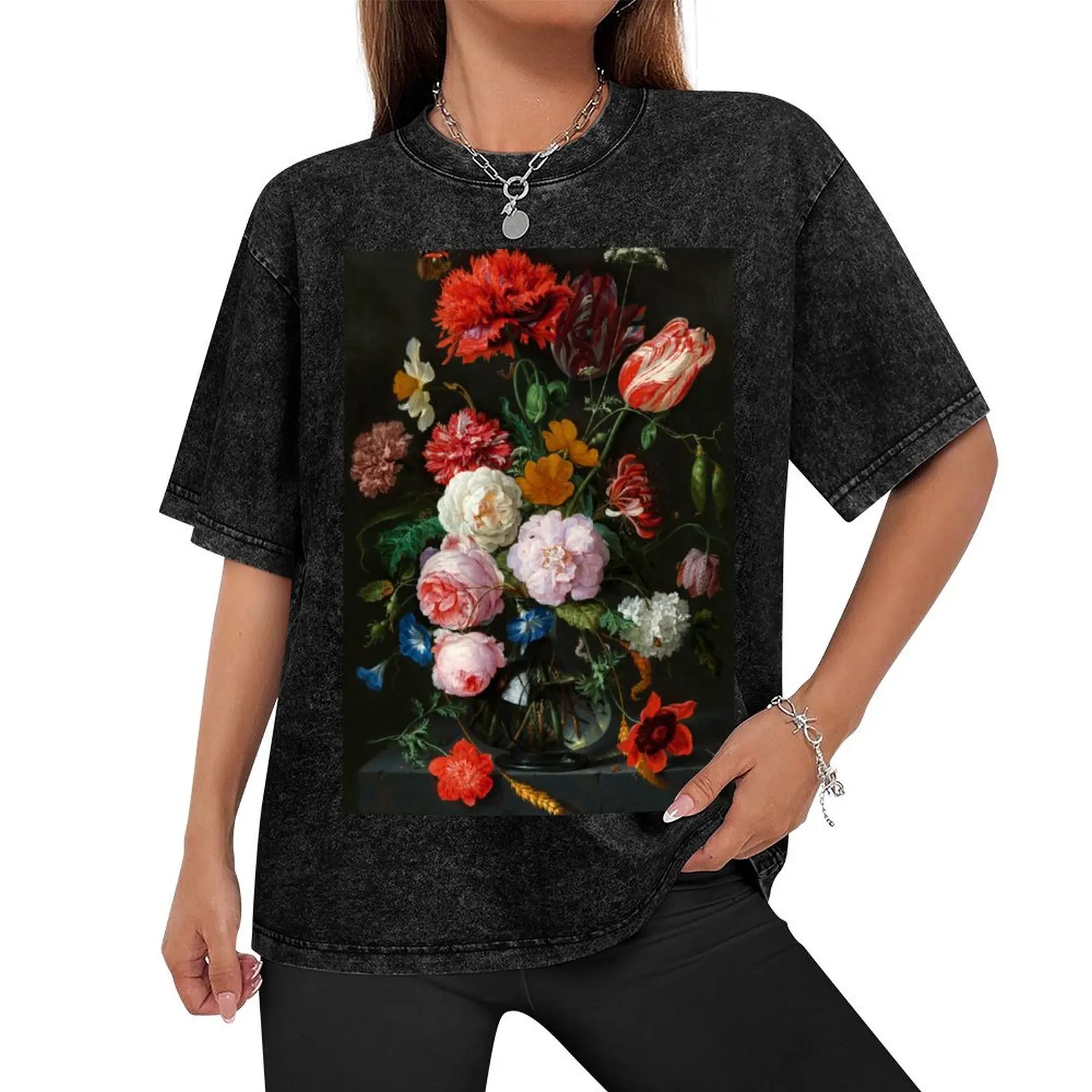 Jan Davidsz. de Heem Still Life with Flowers in a Glass Vase T-Shirt plain graphics designer shirts clothing for men