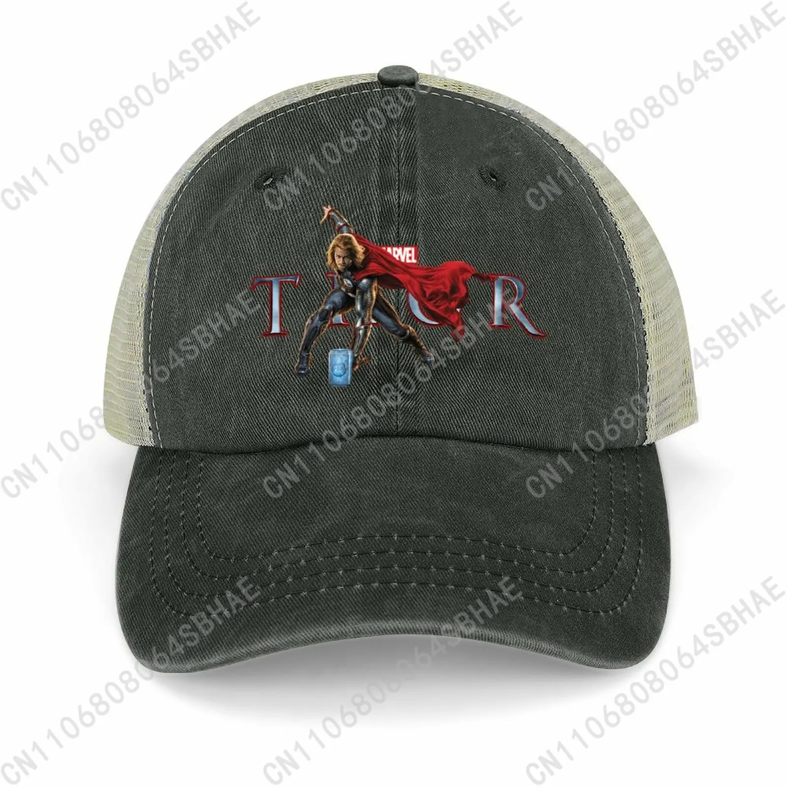 

Marvel The God of Thunder Mesh Cowboy Hat Hollow Ventilated Summer Cap Men Women Outdoor Sun Hat Adjustable Strap Custom Cosplay